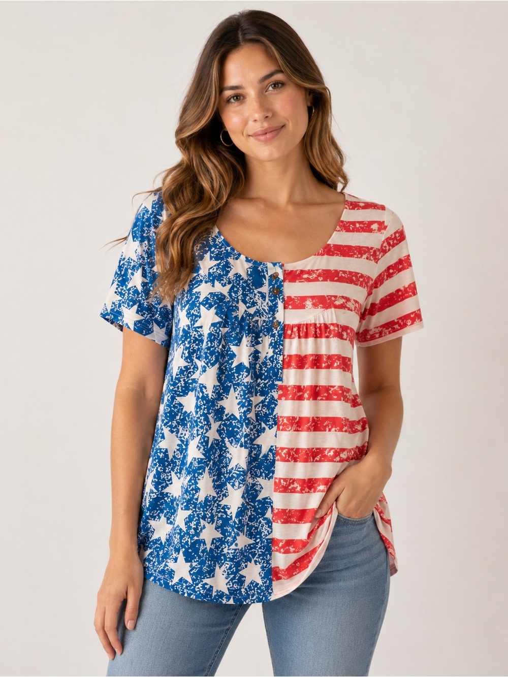 NEW WITH TAGS- American Flag Inspired Tee- PERFECT for the Fourth of July!